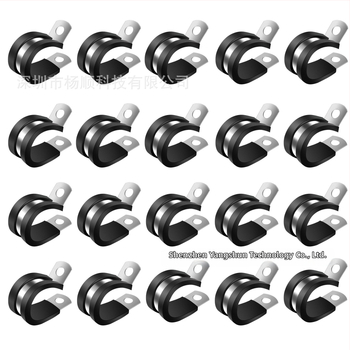 Spona na hadicu z nerezovej ocele 304, R-tvar, s gumovým tlmičom a izoláciou, pre potrubia a káble, Yang Shun