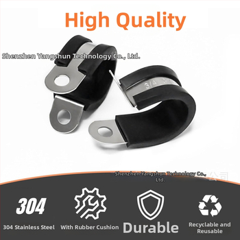 Spona na hadicu z nerezovej ocele 304, R-tvar, s gumovým tlmičom a izoláciou, pre potrubia a káble, Yang Shun