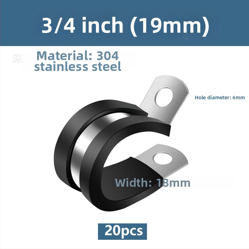 Spona na hadicu z nerezovej ocele 304, R-tvar, s gumovým tlmičom a izoláciou, pre potrubia a káble, Yang Shun