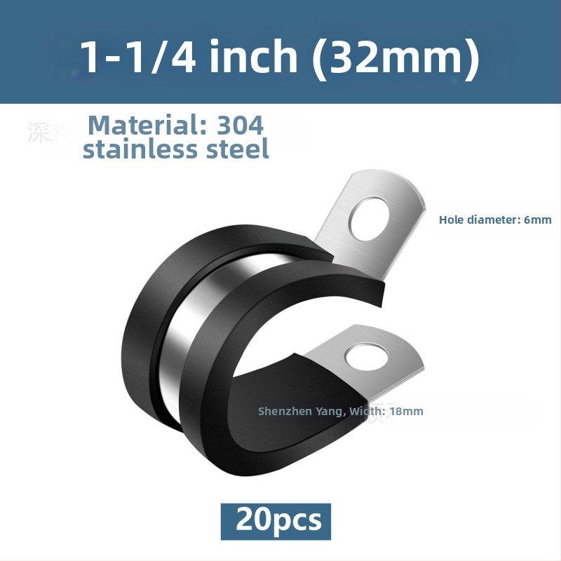 Spona na hadicu z nerezovej ocele 304, R-tvar, s gumovým tlmičom a izoláciou, pre potrubia a káble, Yang Shun