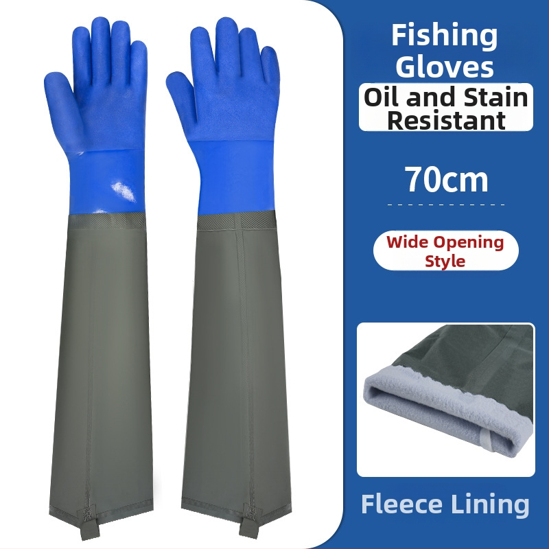 PVC nepromokavé pracovné rukavice so semišovou podšívkou – olejodolné, protišmykové, odolné voči prepichnutiu a bodnutiu