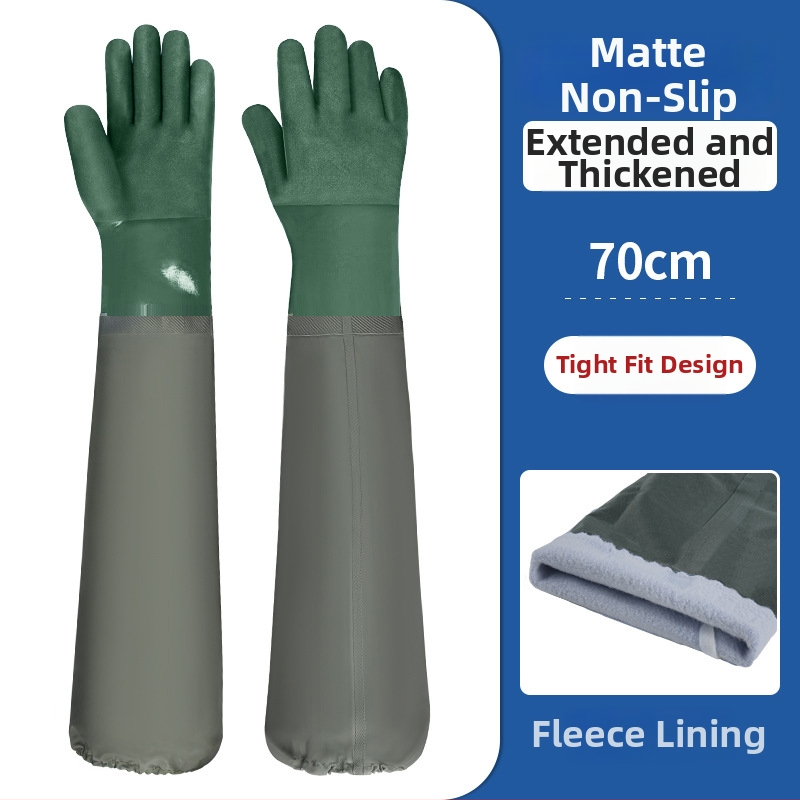 PVC nepromokavé pracovné rukavice so semišovou podšívkou – olejodolné, protišmykové, odolné voči prepichnutiu a bodnutiu