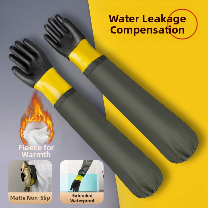 PVC nepromokavé pracovné rukavice so semišovou podšívkou – olejodolné, protišmykové, odolné voči prepichnutiu a bodnutiu