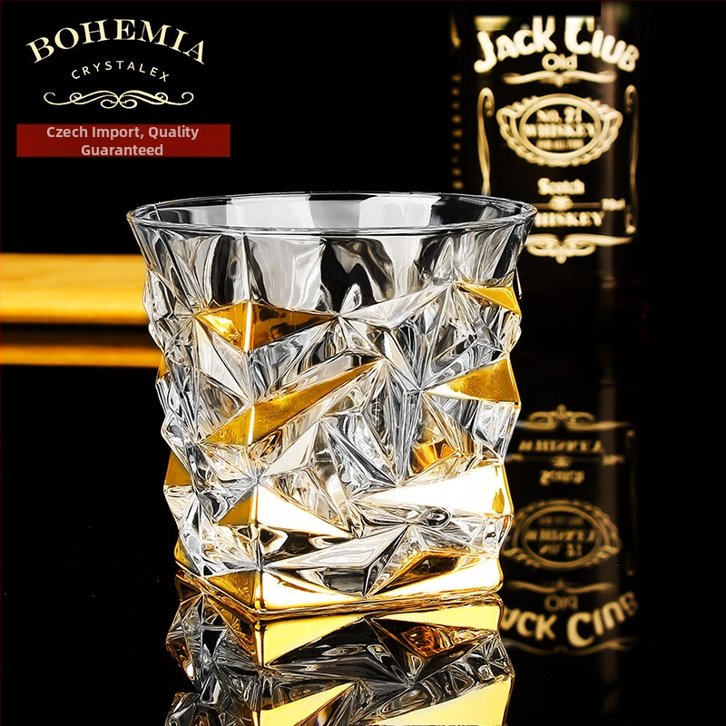 Pahar de whisky din cristal, cu posibilitate de imprimare a logo-ului, ambalat într-o cutie de carton