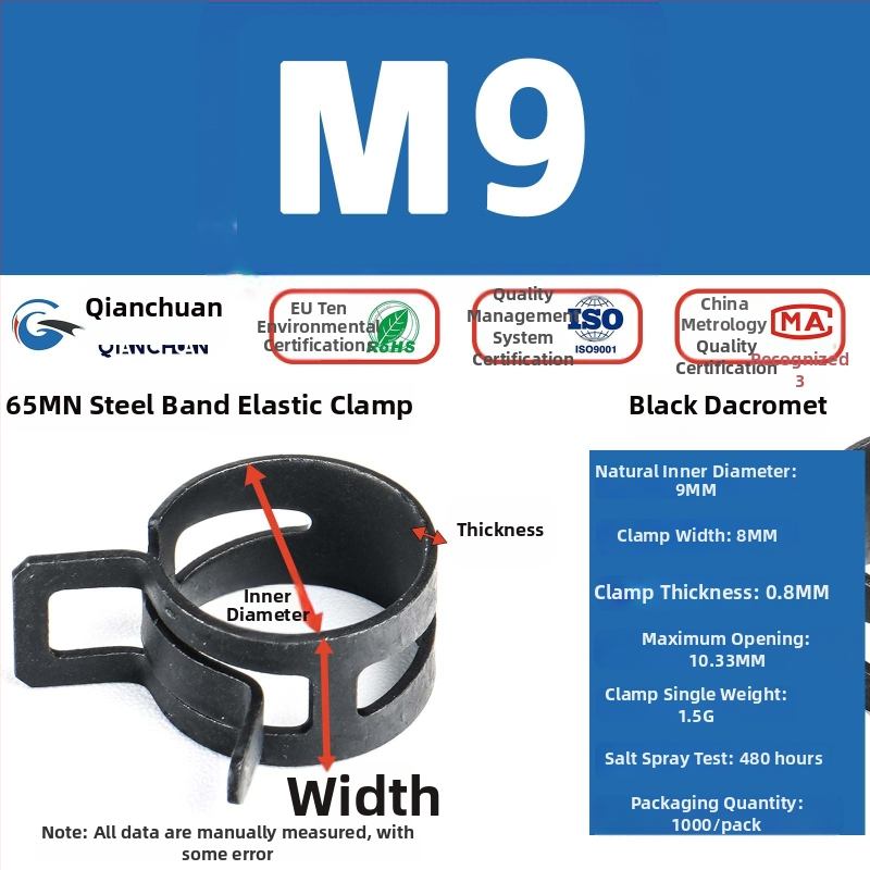 Plastový rýchlouzáver pre potrubie — pre vodu, olej a plyn; RoHS kompatibilný; nastaviteľný; značka Qianchuan; odolnosť voči soľnému postreku 480 h