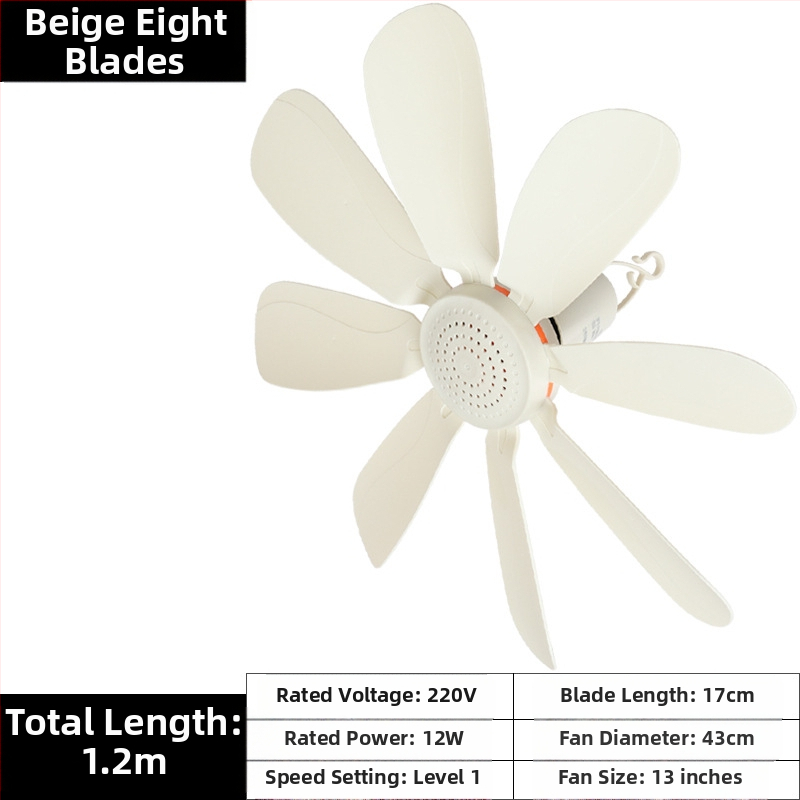 Malý stropný ventilátor pre internát – AC napájanie, 220V, 10W, hluk 36–45 dB, vhodný pre priestory do 10 m²