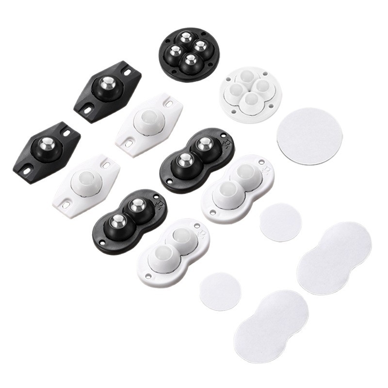 Elaborate 4 role universale, montaj fără găuri, cu adeziv, Tip A, pentru coșuri de gunoi, cutii de depozitare, ghivece, noptiere