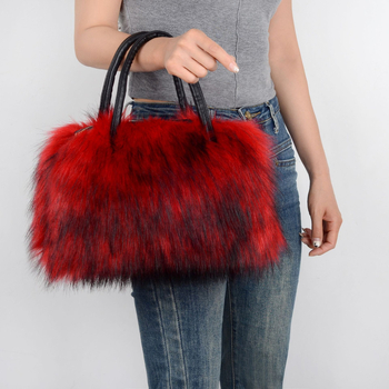Mesterséges szőrme Tote táska, városi minimalist stílus, vízszintes négyszögletes forma, poliészter bélés