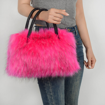 Mesterséges szőrme Tote táska, városi minimalist stílus, vízszintes négyszögletes forma, poliészter bélés
