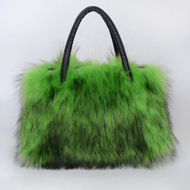 Mesterséges szőrme Tote táska, városi minimalist stílus, vízszintes négyszögletes forma, poliészter bélés