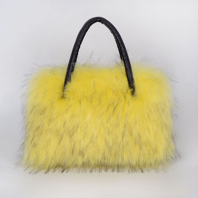 Mesterséges szőrme Tote táska, városi minimalist stílus, vízszintes négyszögletes forma, poliészter bélés