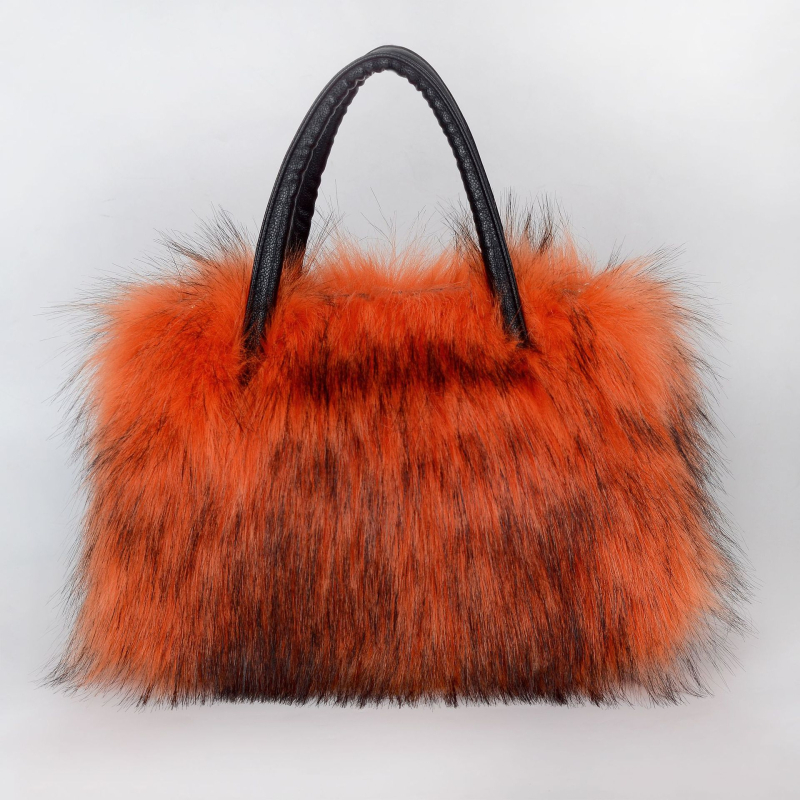 Mesterséges szőrme Tote táska, városi minimalist stílus, vízszintes négyszögletes forma, poliészter bélés