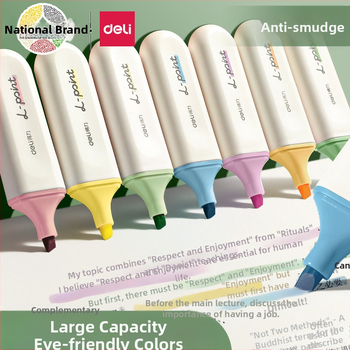 Deli zvýrazňovač pre študentov – sada 12 kusov, šikmý hrot, plastové puzdro, model Dl-ygb-04620, nevymazateľný