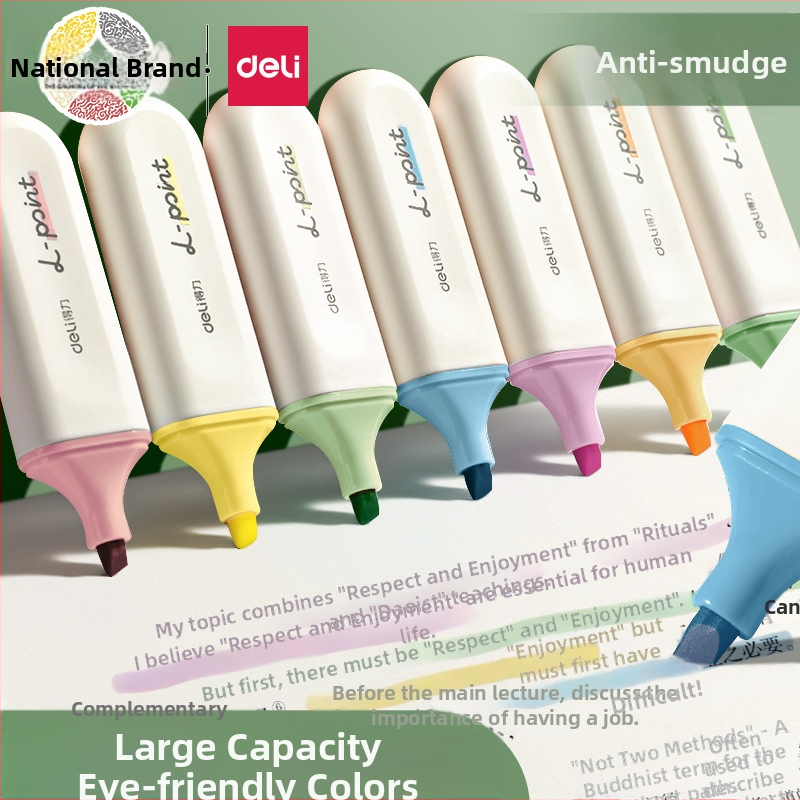 Deli zvýrazňovač pre študentov – sada 12 kusov, šikmý hrot, plastové puzdro, model Dl-ygb-04620, nevymazateľný