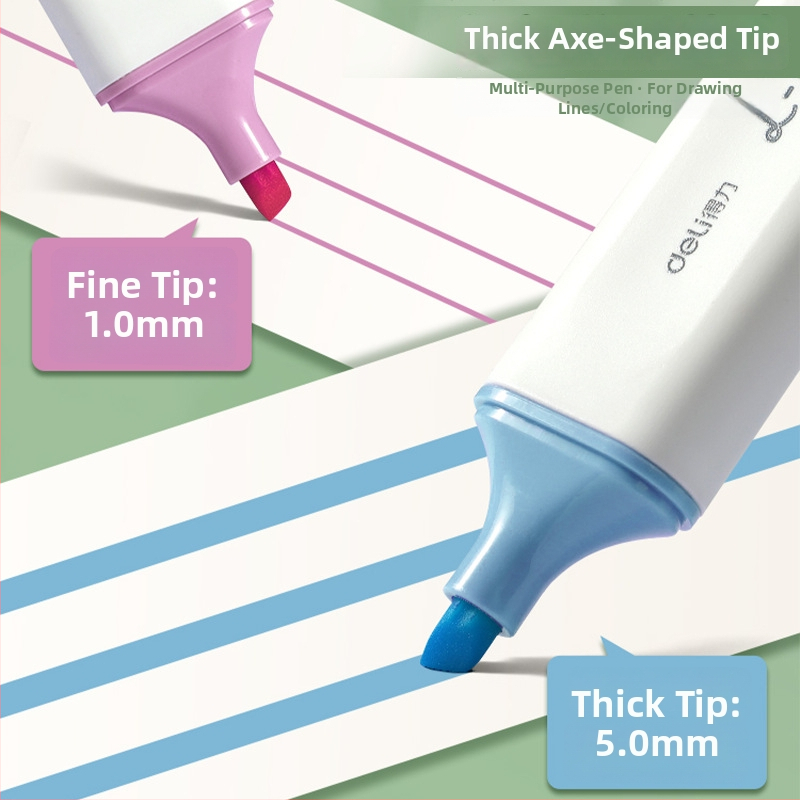 Deli zvýrazňovač pre študentov – sada 12 kusov, šikmý hrot, plastové puzdro, model Dl-ygb-04620, nevymazateľný