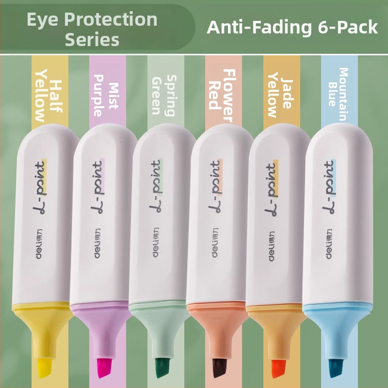 Deli zvýrazňovač pre študentov – sada 12 kusov, šikmý hrot, plastové puzdro, model Dl-ygb-04620, nevymazateľný