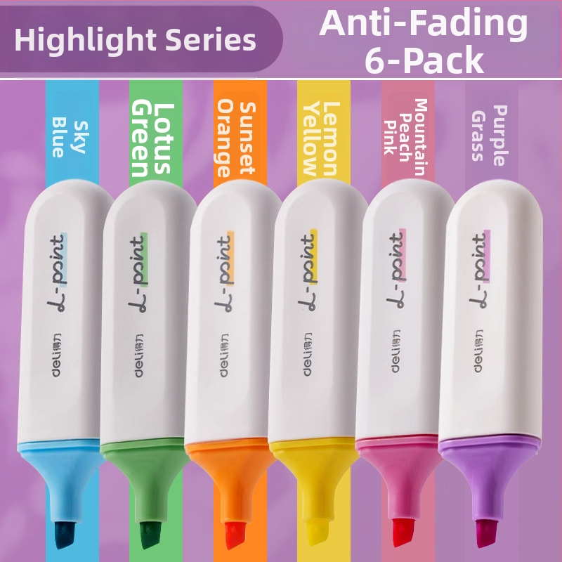 Deli zvýrazňovač pre študentov – sada 12 kusov, šikmý hrot, plastové puzdro, model Dl-ygb-04620, nevymazateľný