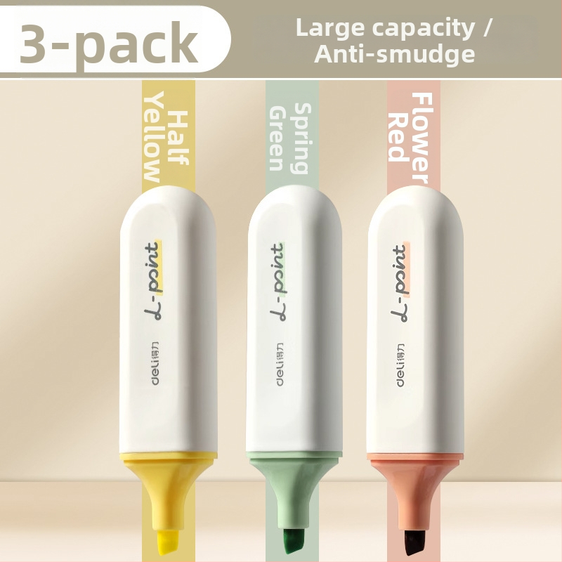 Deli zvýrazňovač pre študentov – sada 12 kusov, šikmý hrot, plastové puzdro, model Dl-ygb-04620, nevymazateľný