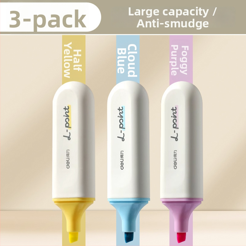 Deli zvýrazňovač pre študentov – sada 12 kusov, šikmý hrot, plastové puzdro, model Dl-ygb-04620, nevymazateľný