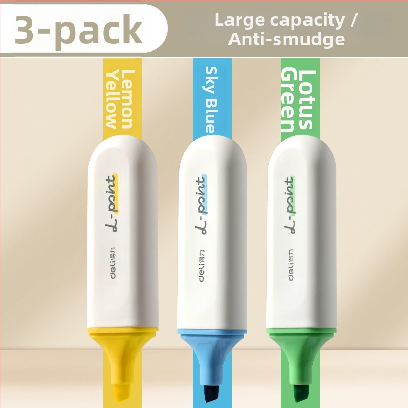 Deli zvýrazňovač pre študentov – sada 12 kusov, šikmý hrot, plastové puzdro, model Dl-ygb-04620, nevymazateľný