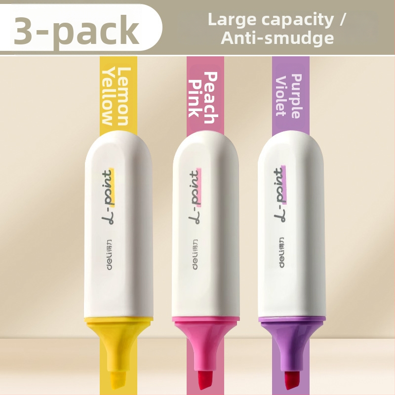 Deli zvýrazňovač pre študentov – sada 12 kusov, šikmý hrot, plastové puzdro, model Dl-ygb-04620, nevymazateľný