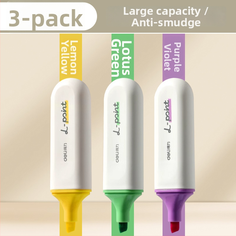 Deli zvýrazňovač pre študentov – sada 12 kusov, šikmý hrot, plastové puzdro, model Dl-ygb-04620, nevymazateľný