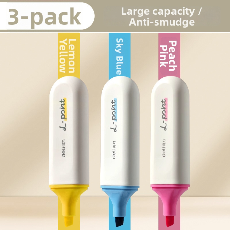 Deli zvýrazňovač pre študentov – sada 12 kusov, šikmý hrot, plastové puzdro, model Dl-ygb-04620, nevymazateľný