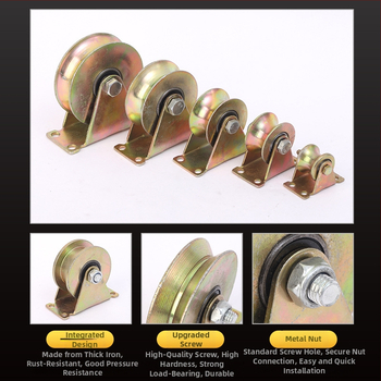 Roata de șină pentru ușă glisantă din oțel galvanizat, cu ghidaj în formă U și roată pentru profil unghiular în formă V — Brand Chen en