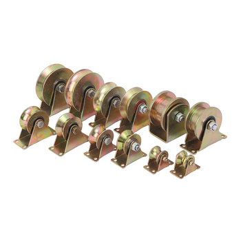 Roata de șină pentru ușă glisantă din oțel galvanizat, cu ghidaj în formă U și roată pentru profil unghiular în formă V — Brand Chen en