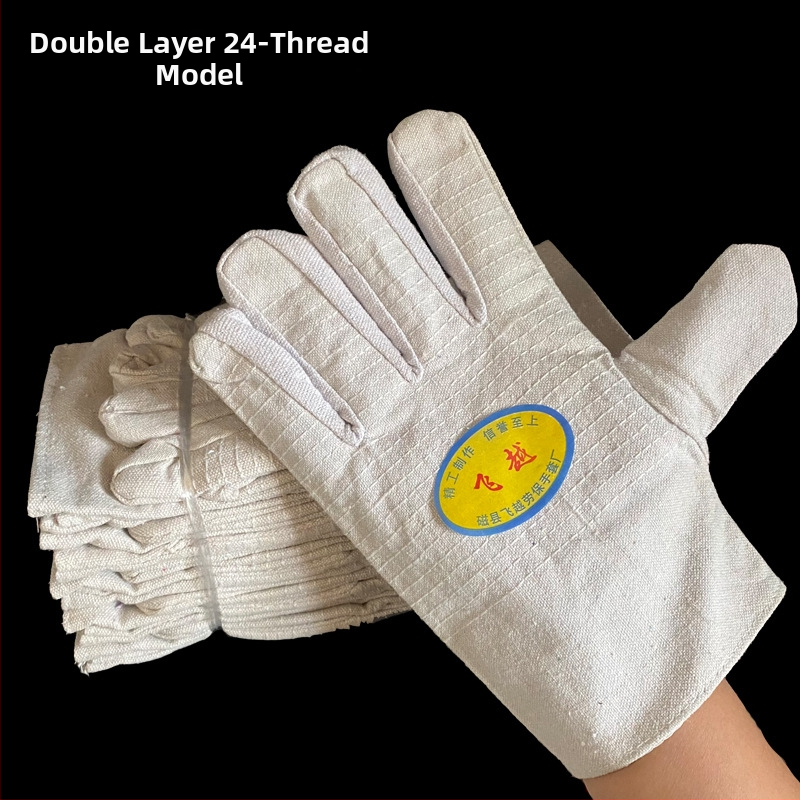 Plátené zváracie rukavice – 24 riadkov odolné voči opotrebeniu, zosilnené, dvojvrstvová ochrana