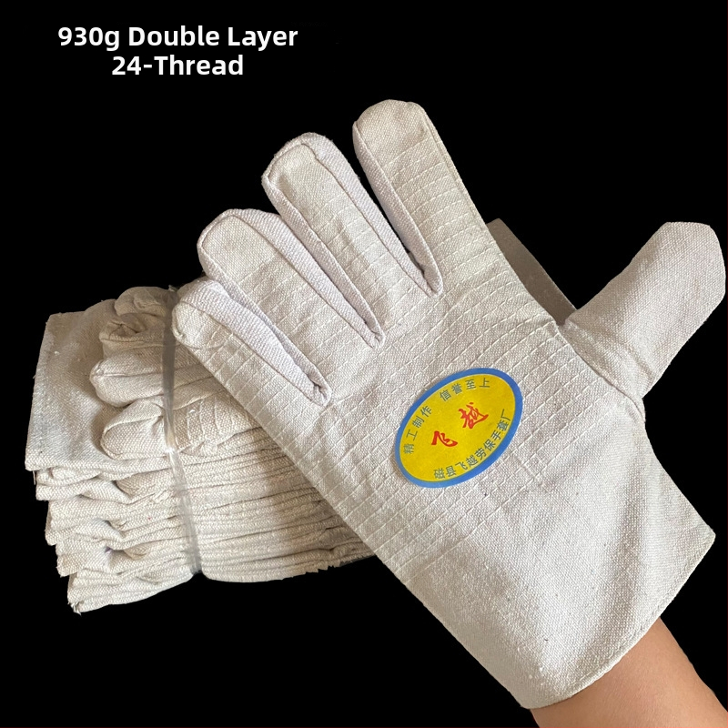 Plátené zváracie rukavice – 24 riadkov odolné voči opotrebeniu, zosilnené, dvojvrstvová ochrana