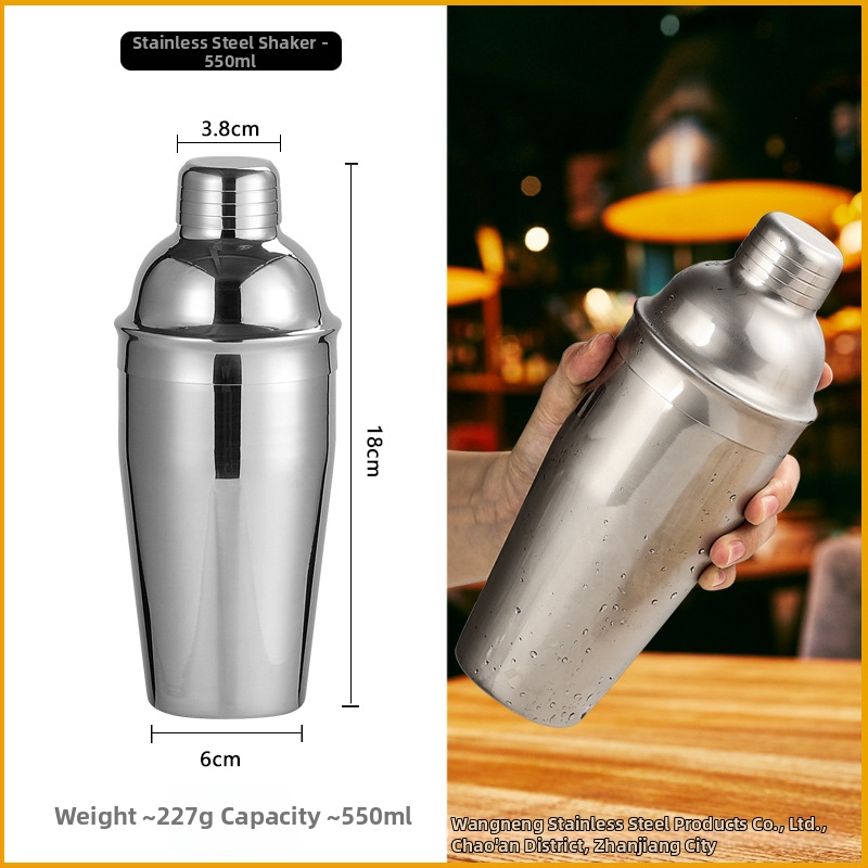 Sklenený set šejkrov s meradlom a receptom, trojstupňový koktejlový šejker, sklo a nehrdzavejúca oceľ