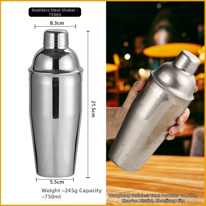 Sklenený set šejkrov s meradlom a receptom, trojstupňový koktejlový šejker, sklo a nehrdzavejúca oceľ