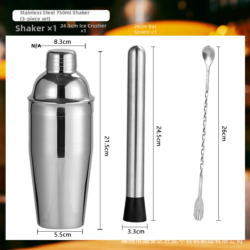 Sklenený set šejkrov s meradlom a receptom, trojstupňový koktejlový šejker, sklo a nehrdzavejúca oceľ