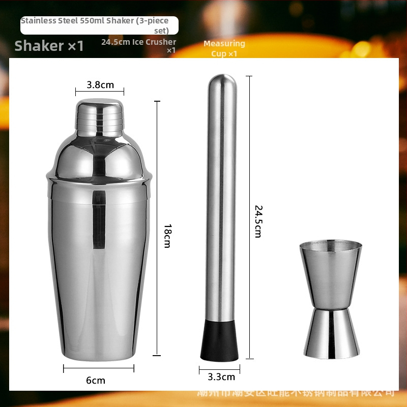 Sklenený set šejkrov s meradlom a receptom, trojstupňový koktejlový šejker, sklo a nehrdzavejúca oceľ