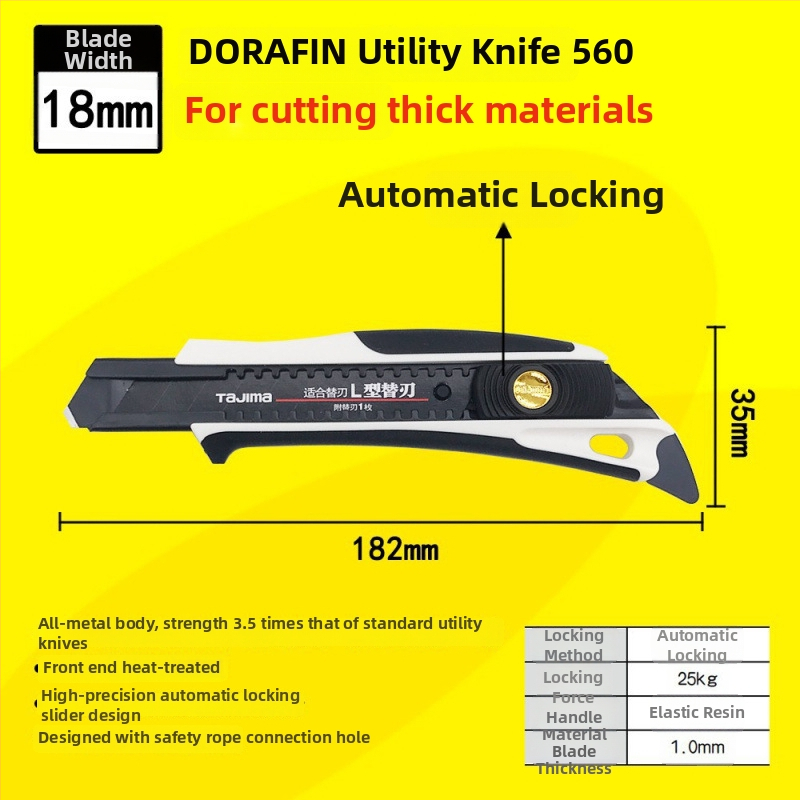 Tajima univerzálny nož s 9 mm automatickým uzamknutím, ABS rukoväť – modely LC305P/LC301B/LC303B
