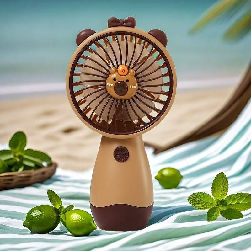 Mini USB stolni ventilator s noćnim svjetlom, 5 lopatica, 3 brzine, podesivi kut, ugrađena baterija