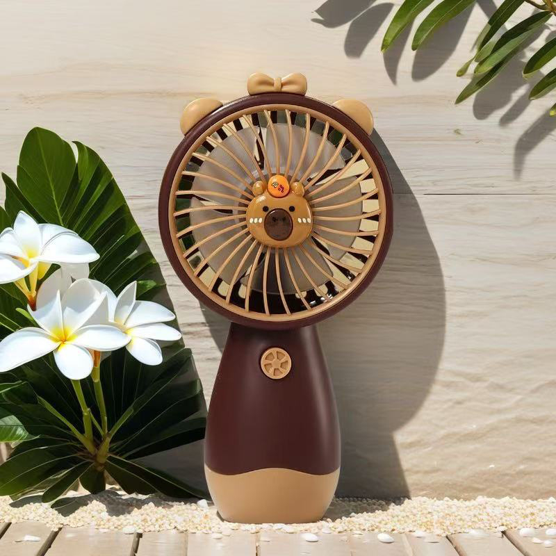 Mini USB stolni ventilator s noćnim svjetlom, 5 lopatica, 3 brzine, podesivi kut, ugrađena baterija