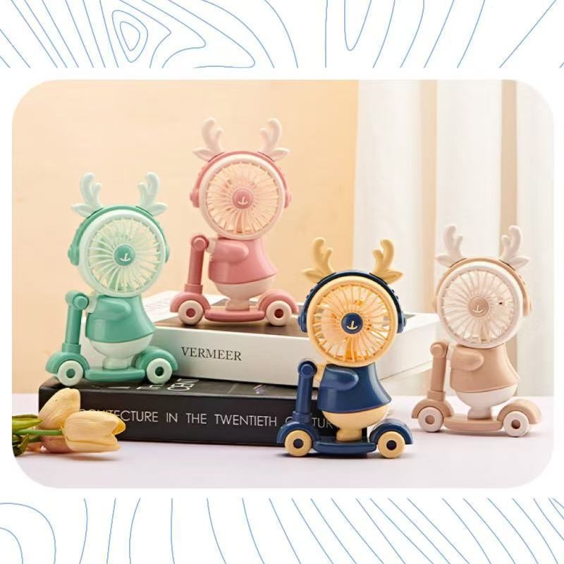 Mini USB stolni ventilator s noćnim svjetlom, 5 lopatica, 3 brzine, podesivi kut, ugrađena baterija