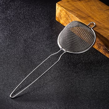 BARSOUL Háromszögletű Kétszintes Koktél Szűrő Finom Hálóval és Jégkanállal, 304 Rozsdamentes Acélból, Modern Minimalista Stílus