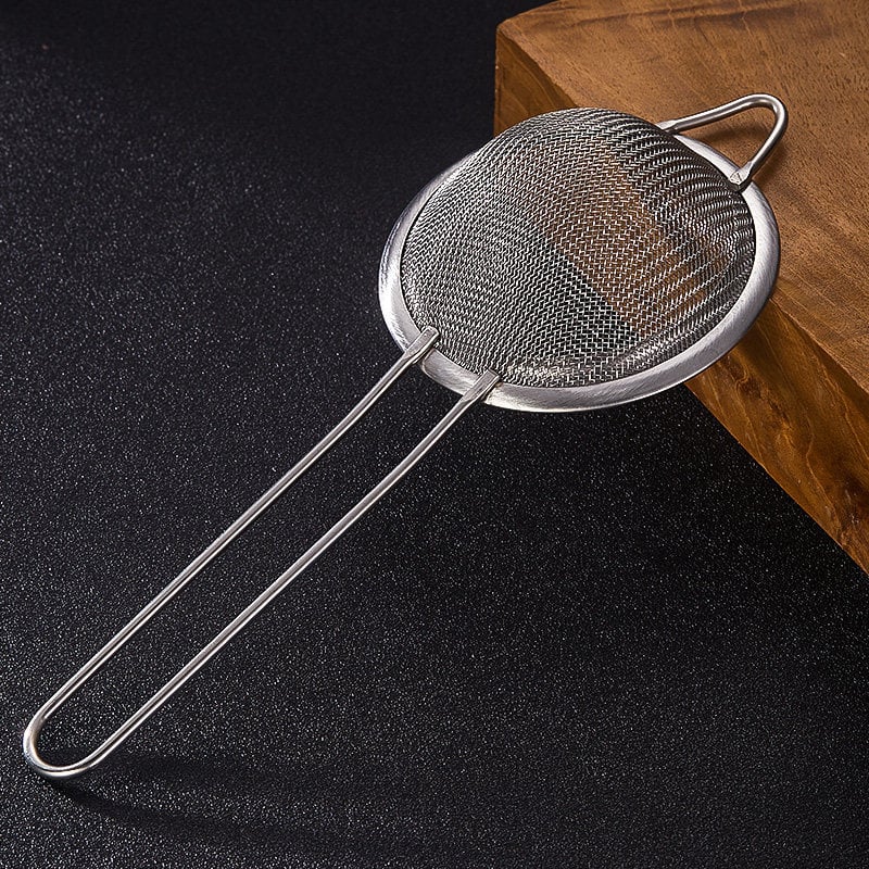 BARSOUL Háromszögletű Kétszintes Koktél Szűrő Finom Hálóval és Jégkanállal, 304 Rozsdamentes Acélból, Modern Minimalista Stílus