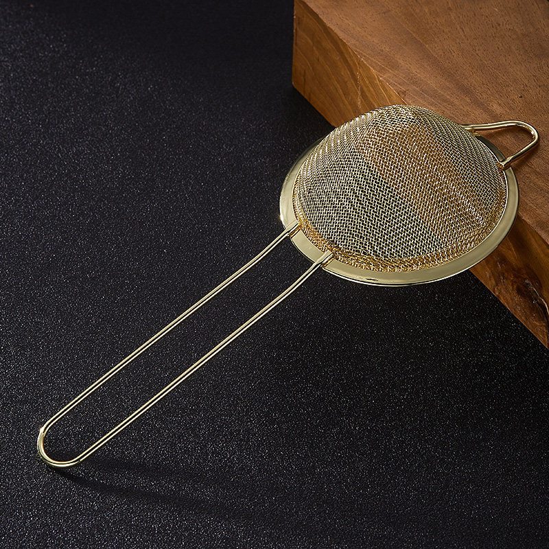 BARSOUL Háromszögletű Kétszintes Koktél Szűrő Finom Hálóval és Jégkanállal, 304 Rozsdamentes Acélból, Modern Minimalista Stílus