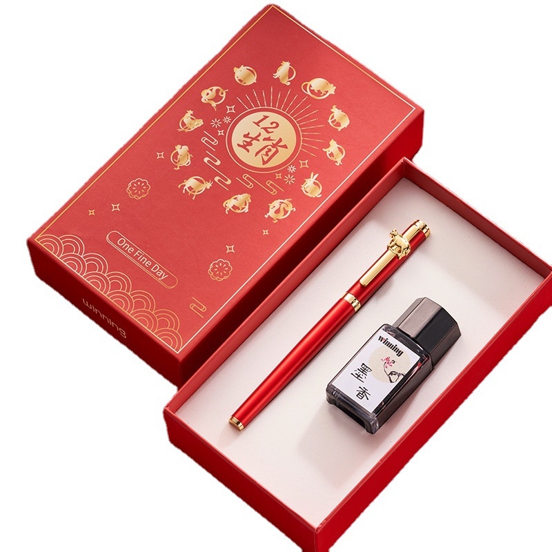 Zodijak nalivpero WZ-612 u poklon kutiji, metalno kućište, rotacijski sustav apsorpcije tintom, standardna vrh pera, logo tiskano