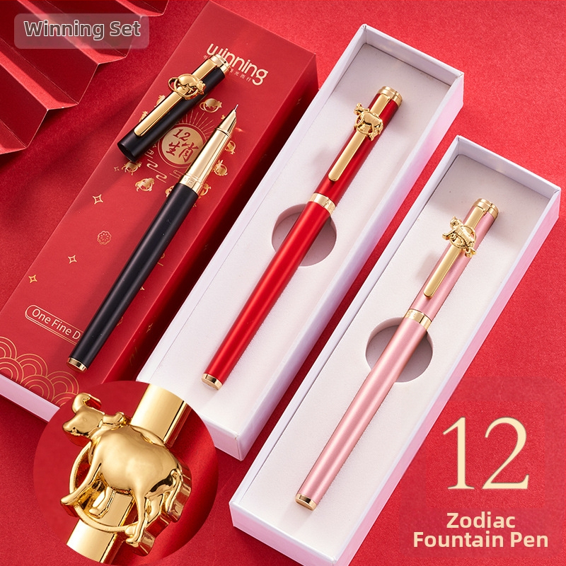 Zodijak nalivpero WZ-612 u poklon kutiji, metalno kućište, rotacijski sustav apsorpcije tintom, standardna vrh pera, logo tiskano