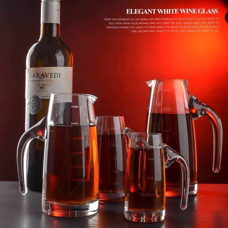 Ólommentes kristályból készült likőr-dekanter készlet mérőskálával – poharakkal otthoni használatra, stílus: új kínai stílus