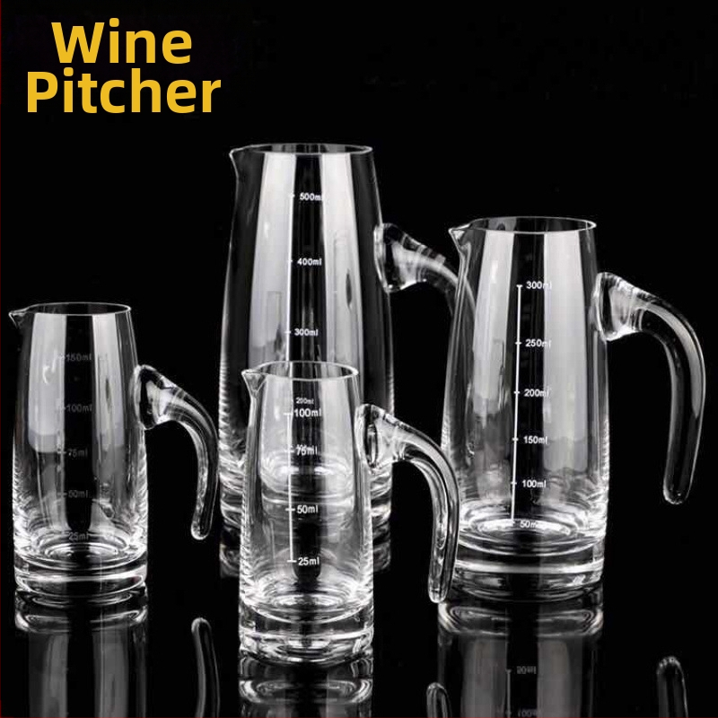 Dekanter na likér z bezolovnatého krištáľového skla so stupnicou – set pohárov pre domáce použitie, štýl: nový čínsky štýl