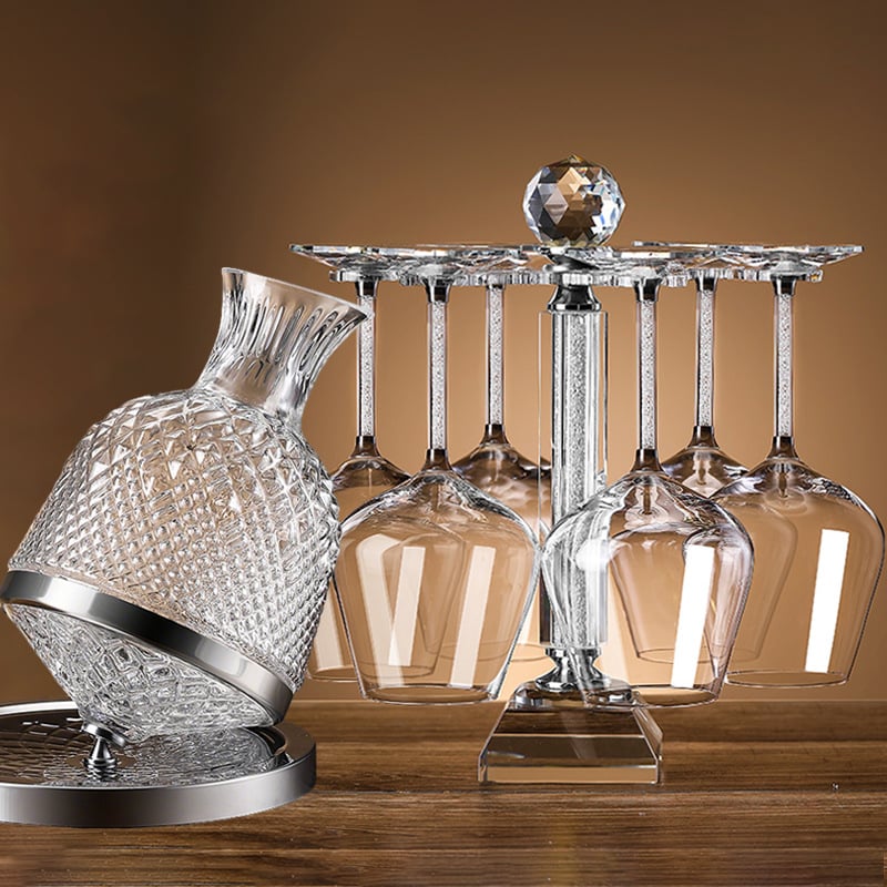 Σετ περιστρεφόμενου ντεκαντέρ για κρασί από κρύσταλλο, διαμαντικός σχεδιασμός, Νορδικό στυλ, 6–10 τεμάχια, χωρητικότητα 1–100 ml