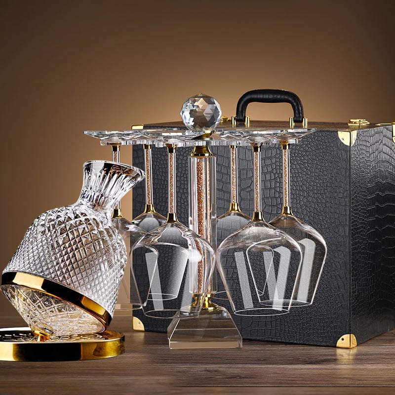 Σετ περιστρεφόμενου ντεκαντέρ για κρασί από κρύσταλλο, διαμαντικός σχεδιασμός, Νορδικό στυλ, 6–10 τεμάχια, χωρητικότητα 1–100 ml