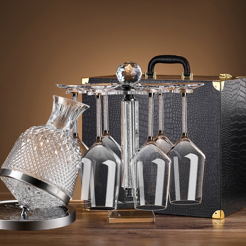 Σετ περιστρεφόμενου ντεκαντέρ για κρασί από κρύσταλλο, διαμαντικός σχεδιασμός, Νορδικό στυλ, 6–10 τεμάχια, χωρητικότητα 1–100 ml