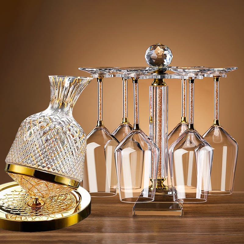 Σετ περιστρεφόμενου ντεκαντέρ για κρασί από κρύσταλλο, διαμαντικός σχεδιασμός, Νορδικό στυλ, 6–10 τεμάχια, χωρητικότητα 1–100 ml